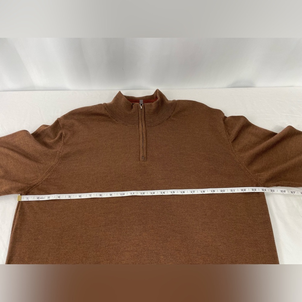 Williams & Kent 100% Merino Wool Quarter Zip Sweater Men’s Brown Pullover XXL - Picture 10 of 12